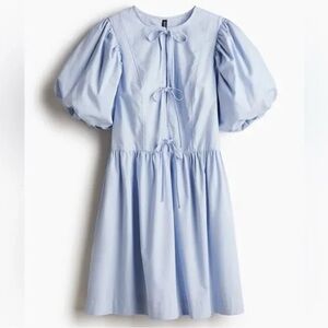 NWT H&M Bow Tie Puff Sleeve Dress SZ MED